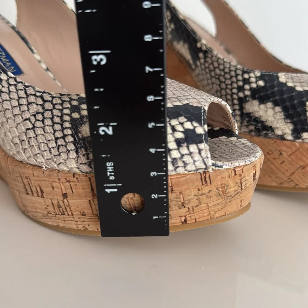 Stuart Weitzman Snake Print Slingback Wedges - Picture 8 of 13
